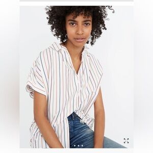 Madewell womens Central Shirt in Sadie Stripe white size small 100% cotton